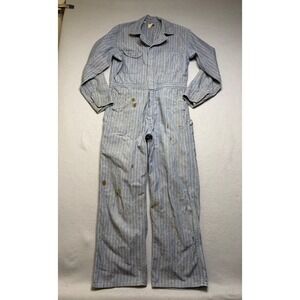 Blue Bell Coveralls Mens 40 Blue Herringbone Twill Vintage 70s Workwear Jumpsuit